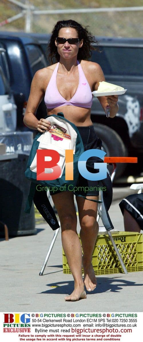 Minnie Driver Longboard Surfing in Malibu