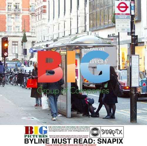 Catalina Guirado Waits for Bus in Knightsbridge