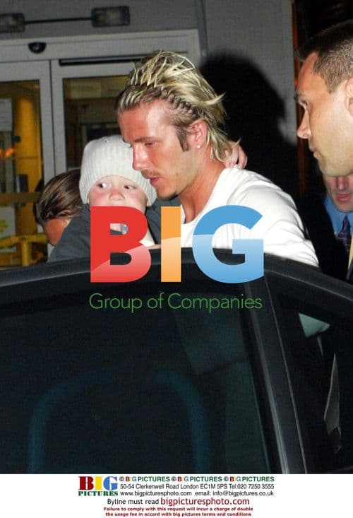 David Beckham with family at Gatwick Airport