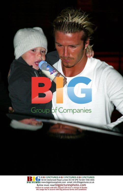 David Beckham with Family at Gatwick