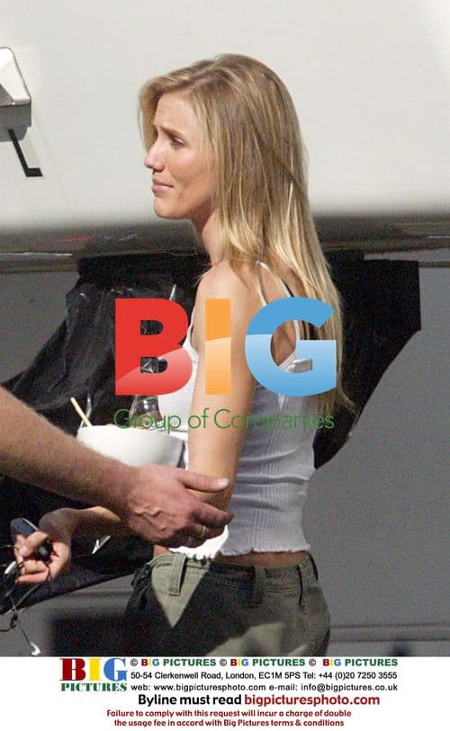 Cameron Diaz eats noodles on Charlies Angels II set