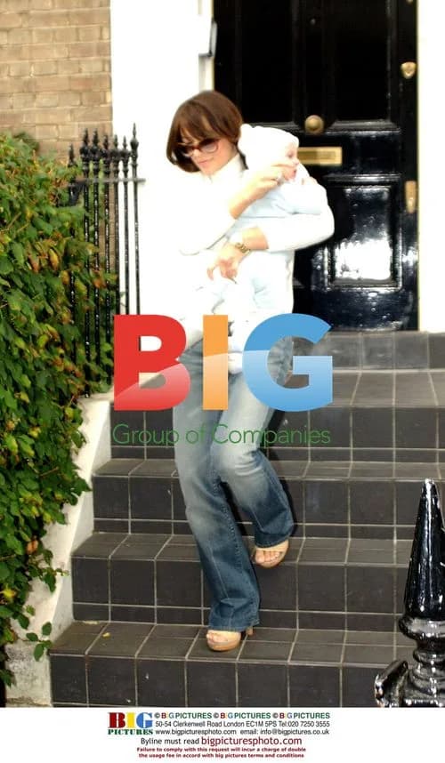 Liz Hurley Leaves Home with Baby Damien