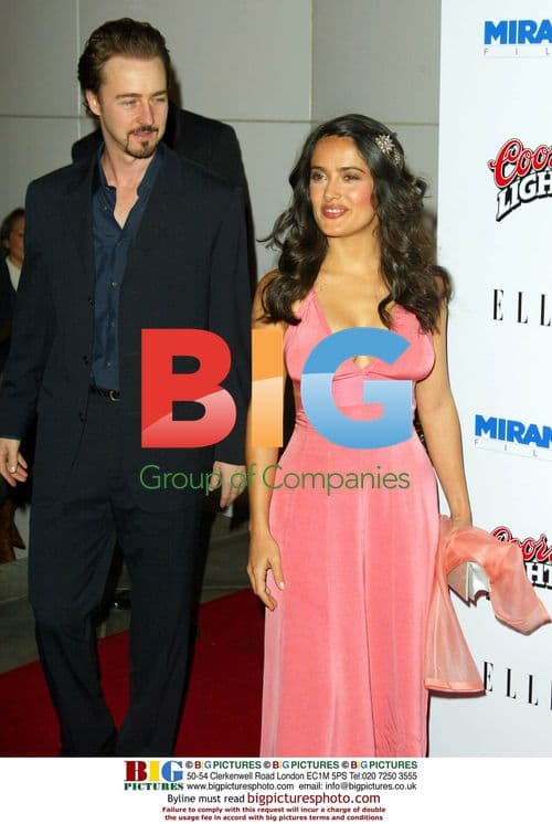 Edward Norton and Salma Hayek at 'Frida' premiere