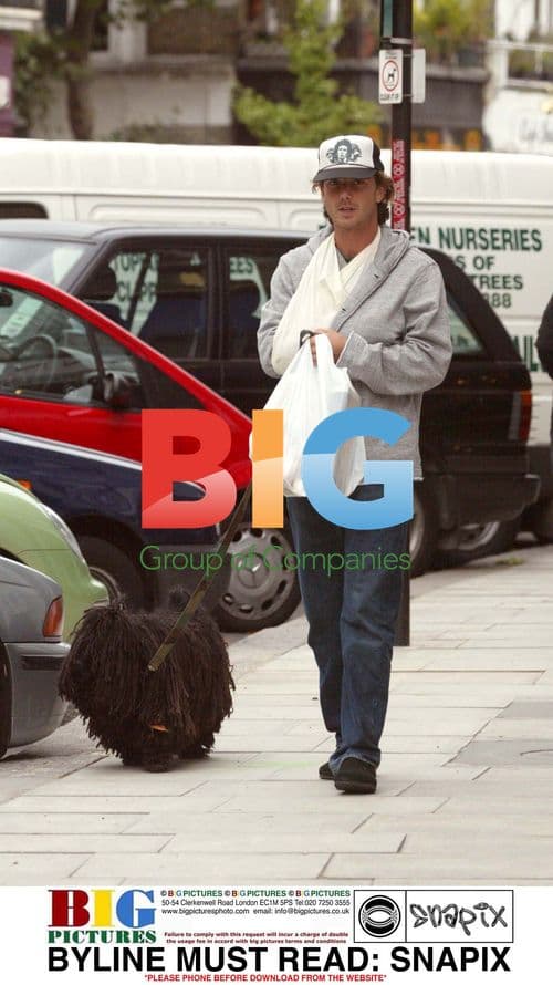 Gavin Rossdale with dog Winston in London
