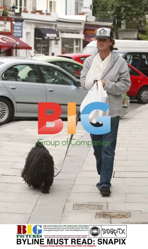 Gavin Rossdale with dog Winston in London