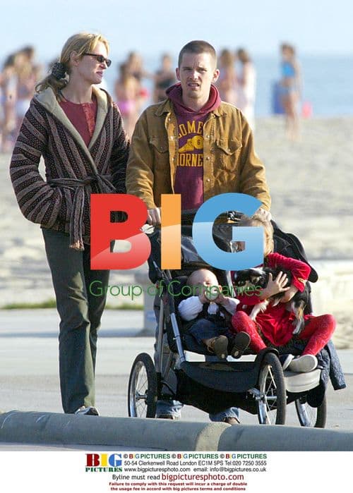 Ethan Hawke and Uma Thurman with Family