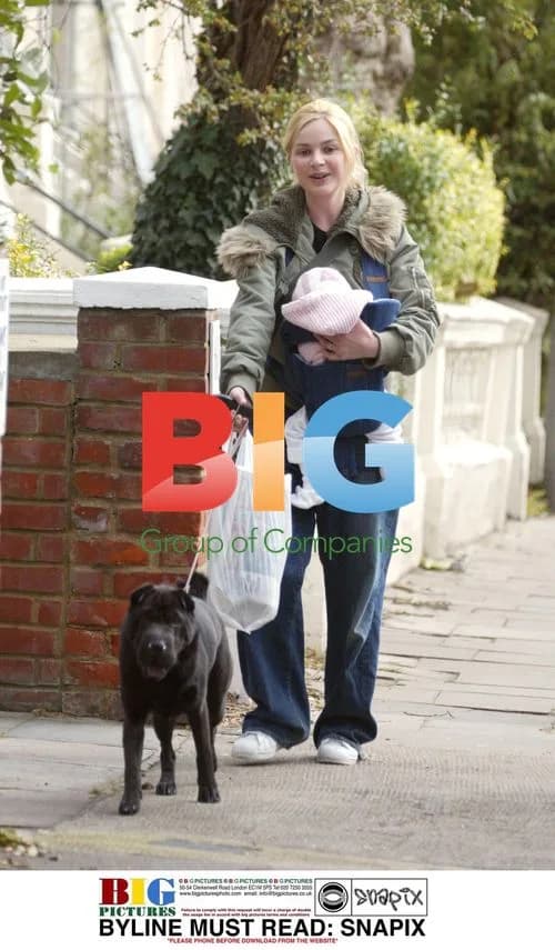 TV presenter Gail Hipgrave with dog and baby