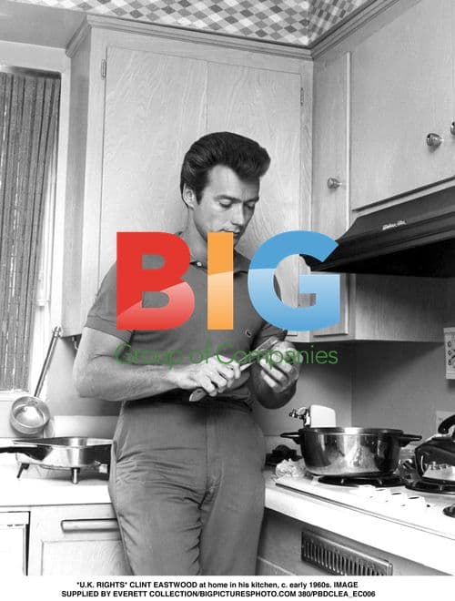 Clint Eastwood in kitchen, 1960s
