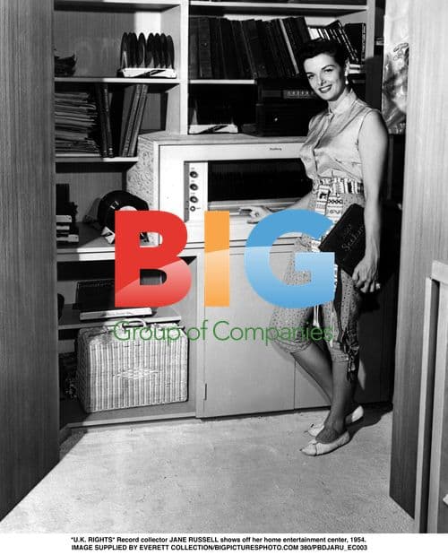 Jane Russell's home entertainment center, 1954