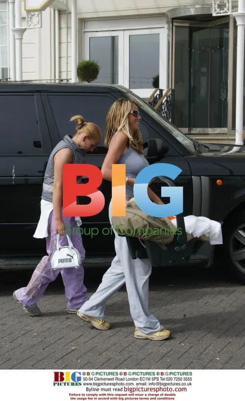 Glamour model Jordan with sister Sophie outside hotel