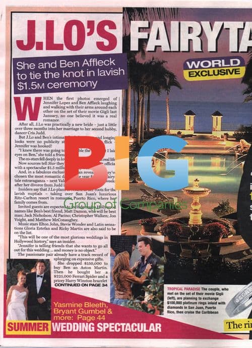 Jennifer Lopez and Ben Affleck Rumored for Fantasy Wedding