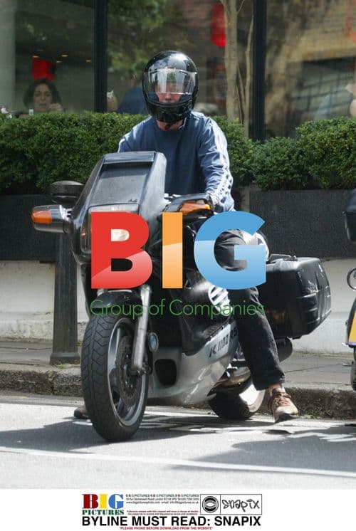 Hugh Laurie Rides Motorbike in North London