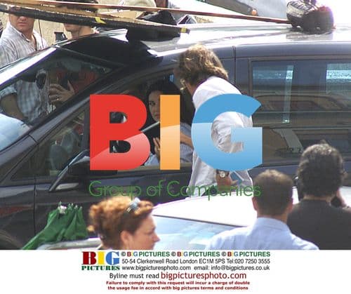 Monica Bellucci on film set in Rome