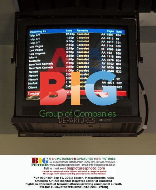 American Airlines monitor after 9/11 attacks