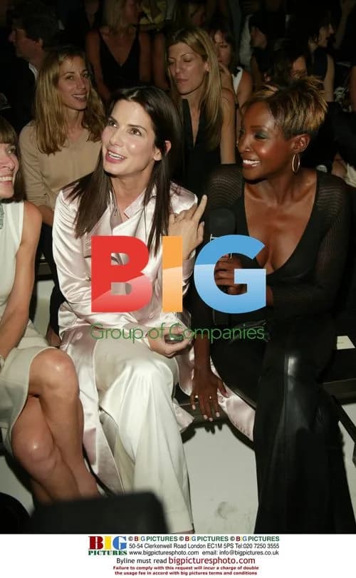 Sandra Bullock and Roshumba at Calvin Klein show