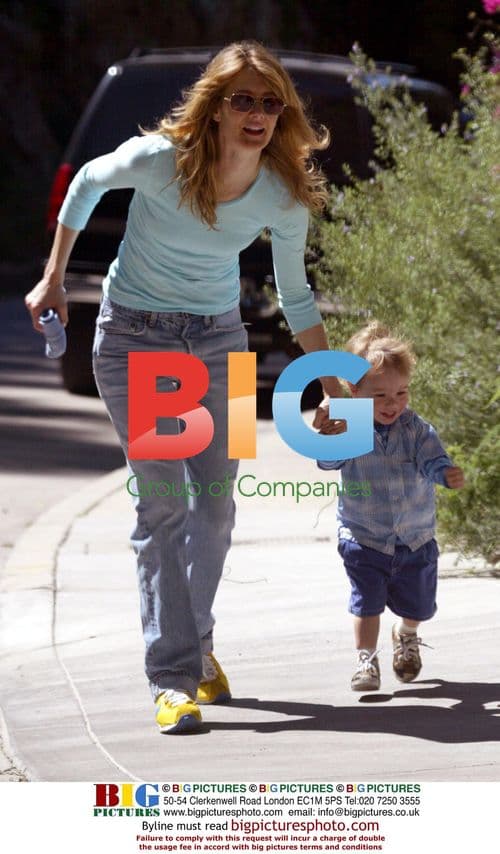 Laura Dern giving son Ellery walking lessons