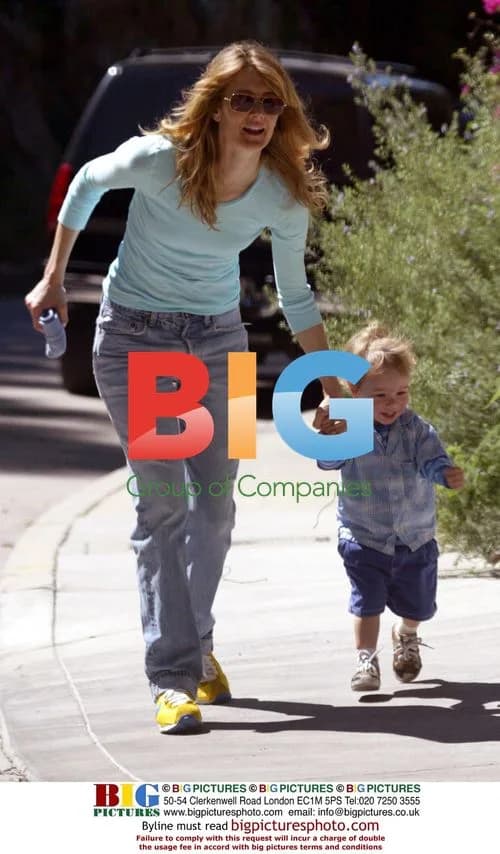 Laura Dern giving son Ellery walking lessons