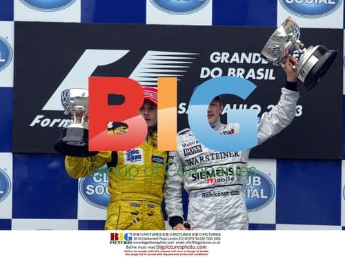 Fisichella and Raikkonen on Brazilian GP Podium