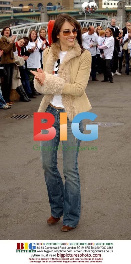 Liz Hurley on Millennium Bridge