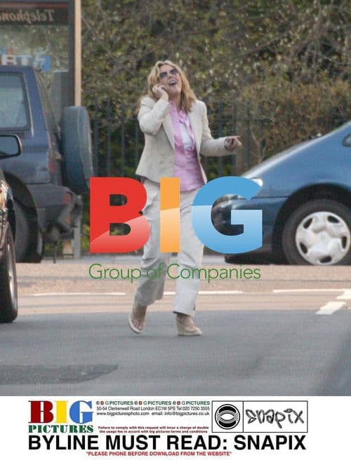 Patsy Kensit Laughing on Phone in London