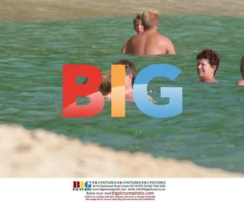Tony Blair and Family Swim in Barbados