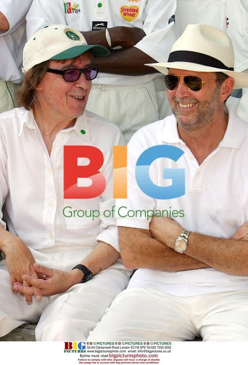 Bill Wyman and Eric Clapton at cricket match