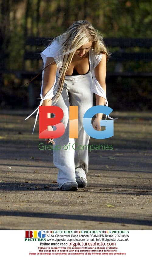 Glamour model Ebony exercises in London park