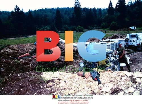 Refugees and soldier in Bosnia