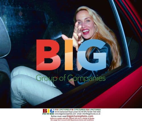 Jerry Hall in Blue Jacket