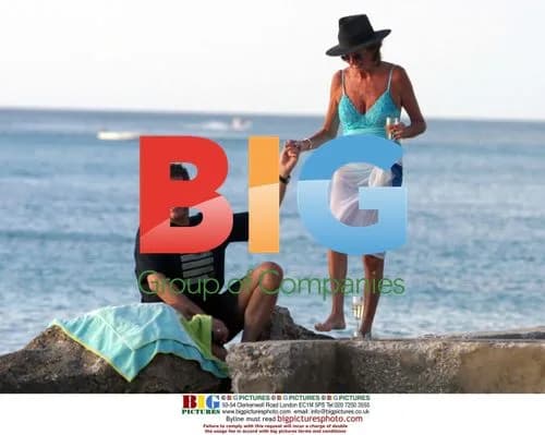 Cilla Black and Dale Winton on Barbados Beach