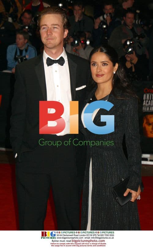 Edward Norton and Salma Hayek at BAFTA Awards 2003