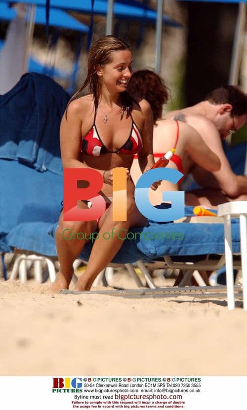 Louise Redknapp on Beach in Barbados