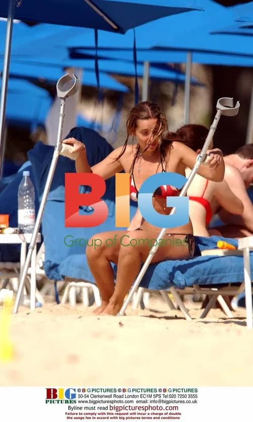 Louise Redknapp on Beach in Barbados