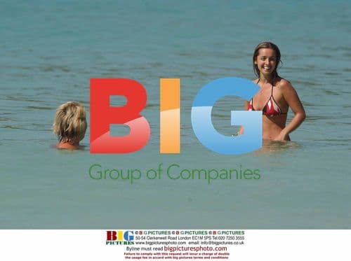 Louise Redknapp on Beach in Barbados