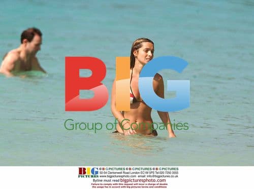 Louise Redknapp on Beach in Barbados