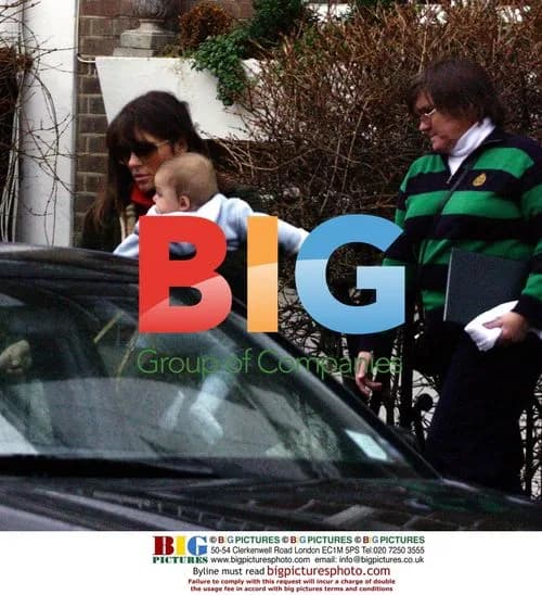 Liz Hurley Leaving House with Baby Damian