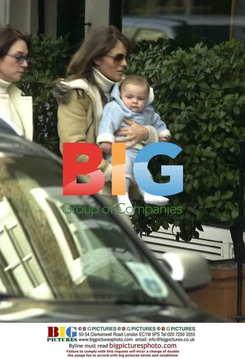 Liz Hurley and Baby Damien Leaving Home