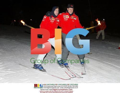 Michael Schumacher and Luca Badoer at F1 Press Event