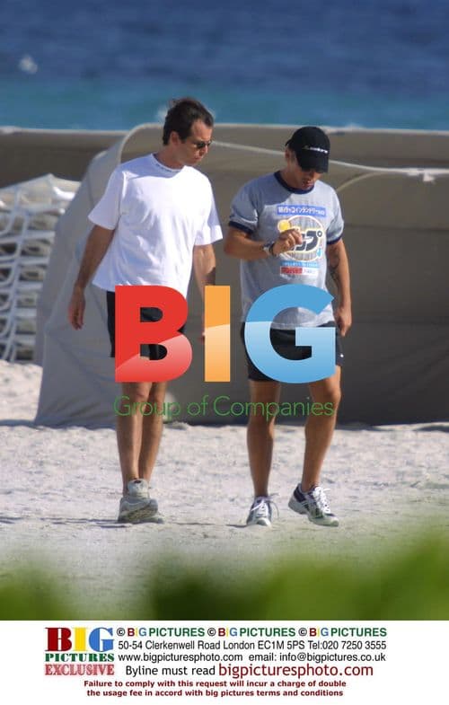 Eros Ramazzotti Tanning on Miami Beach