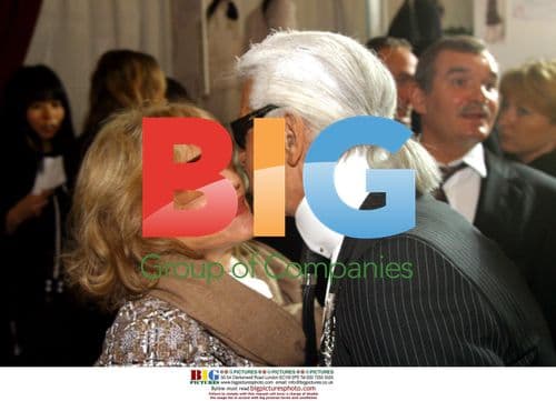 Karl Lagerfeld and Jeanie Moreau at Chanel Show