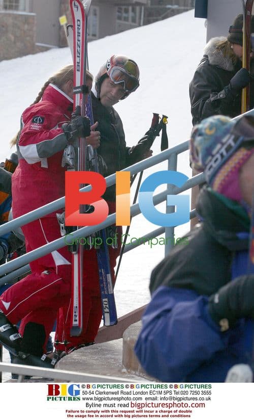 Antonio Banderas and Melanie Griffith Skiing in Aspen