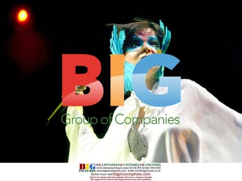 Bjork performing at Roskilde Festival