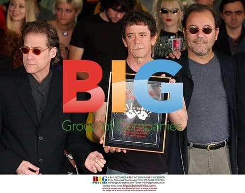 Richard Lewis, Lou Reed, and Ruben Blades at Reed's Hollywood Rockwalk induction