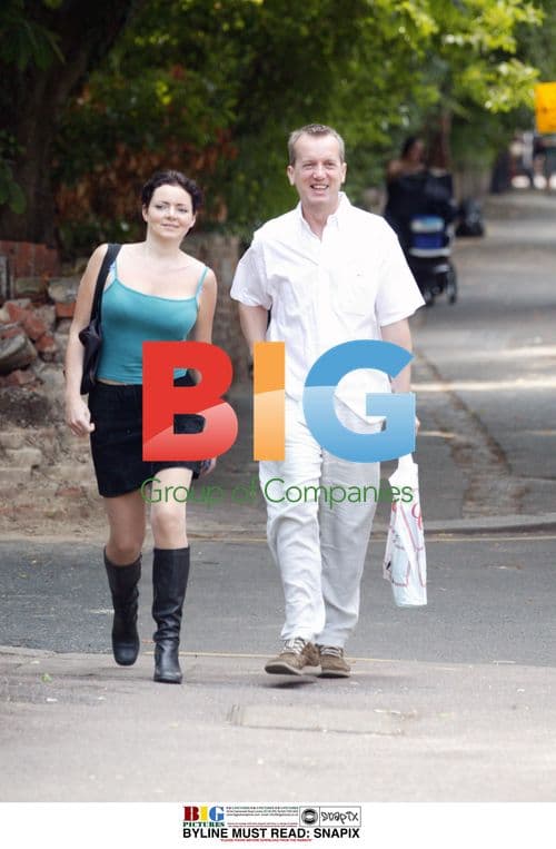 Frank Skinner and girlfriend shopping in North London