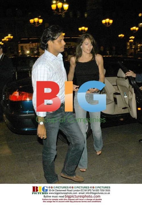 Liz Hurley and Arun Nayar at Chez Benoit