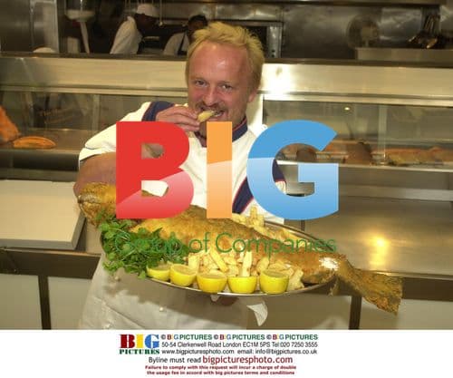 TV Chef Antony Worrall Thompson at fish and chip shop