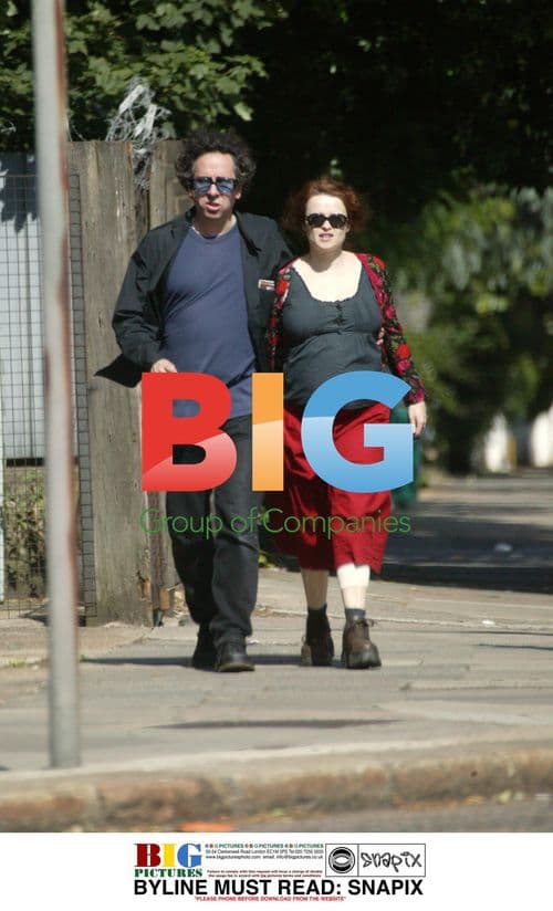 PREGNANT HELENA BONHAM CARTER AND TIM BURTON IN LONDON