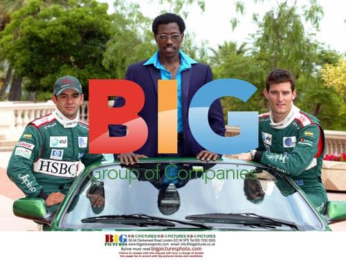 Antonio Pizzonia, Wesley Snipes, Mark Webber at Jaguar photoshoot