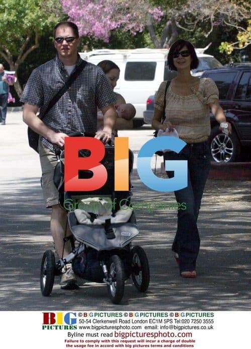 Catherine Bell shows off baby Gemma in Malibu