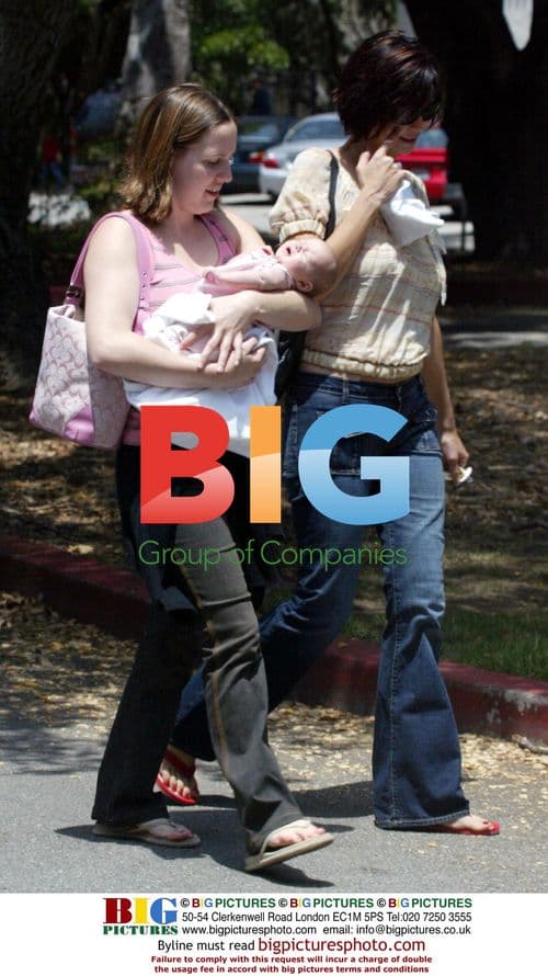 Catherine Bell shows off baby Gemma in Malibu